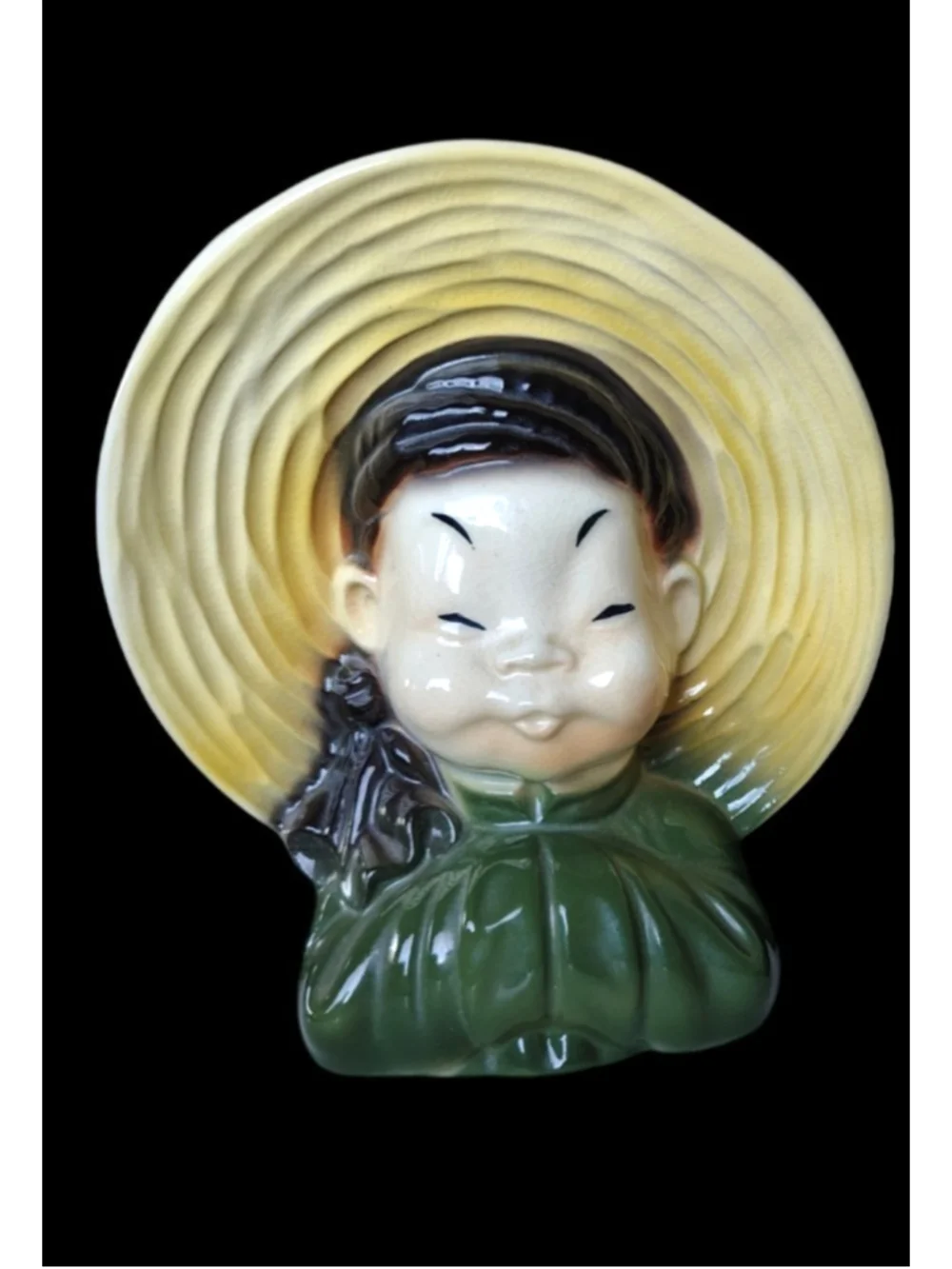 Vintage MCM Royal Copley Glazed Asian Hanging Wall Pocket Planter